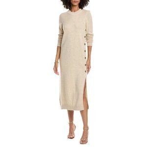 New Ba&sh Dore Side Button Sweater Dress Oatmeal Beige Small $385